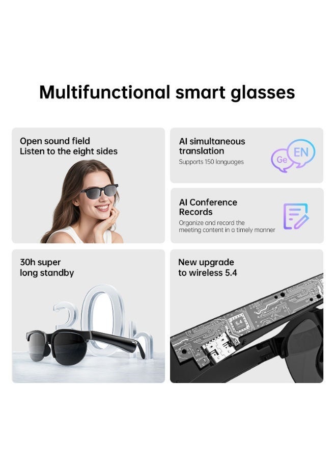 All-in-One Portable AI Translation Smart Sunglasses, Real-time Translation for 156 Languages, AI Voice Recognition, Built-in HD Microphone for Clear Calls, Sun Protection & Translation 2-in-1, Touch Control for Easy Operation, Lightweight & Comfortable Wearing, Ideal for Business Negotiations, Travel & Language Learning, Premium Smart Wearable Accessory - Image 2